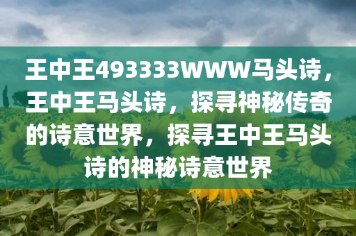 王中王493333WWW马头诗,全面释义、解释与落实